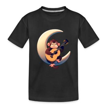 Musikalischer Affe im Halbmond - Kinder Premium Bio T-Shirt - Schwarz - Vorne