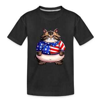 American Flag Cat - Kids' Premium Organic T-Shirt - black - Front