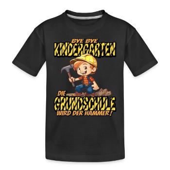 Bye Bye Kindergarten - Kids Bauarbeiter - Kinder Premium Bio T-Shirt - Schwarz - Vorne