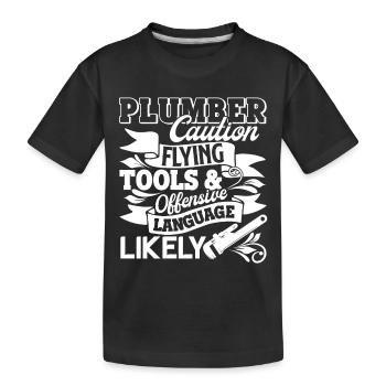 Plumber Plumber Caution - Kids' Premium Organic T-Shirt - black - Front