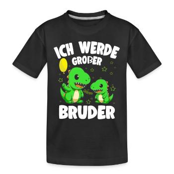 Ich werde Werde großer Bruder Dinosaurier Dinos - Kinder Premium Bio T-Shirt - Schwarz - Vorne