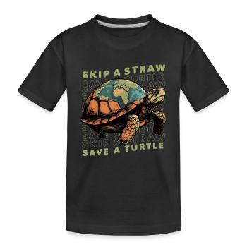 Ecological turtle - Kids' Premium Organic T-Shirt - black - Front
