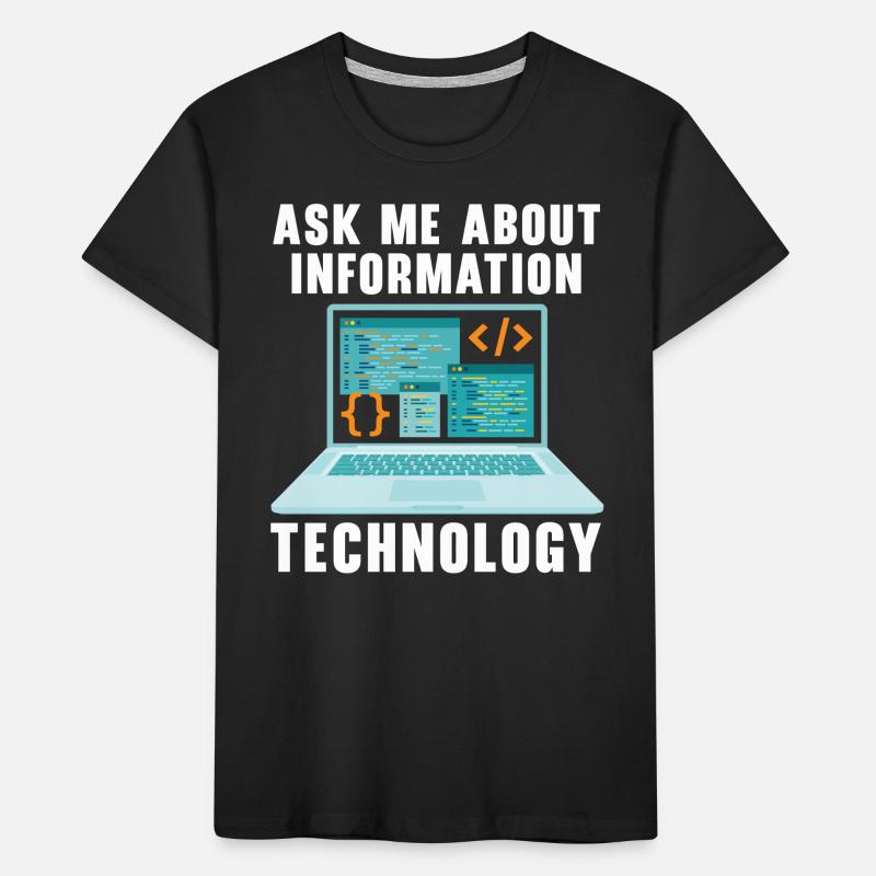 Ask Me About Information Technology Tech Support Kinder Premium Bio T-Shirt