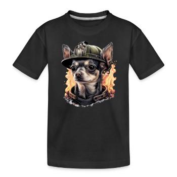Chihuahua - Feuerwehrmann Feuerwehr Hund Männer - Kinder Premium Bio T-Shirt - Schwarz - Vorne