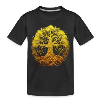 Arbre du monde d’or Yggdrasil Mythologie nordique - T-shirt bio Premium Enfant - noir - Devant