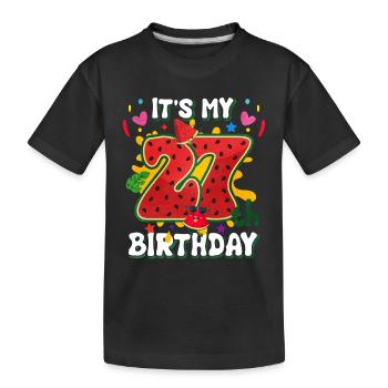 27th Birthday Watermelon Summer Gift - Kids' Premium Organic T-Shirt - black - Front