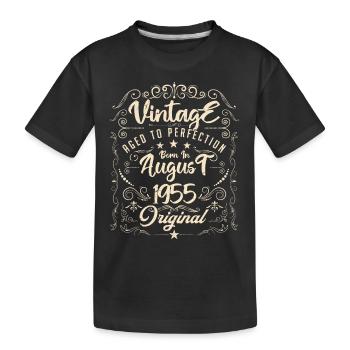 Vintage Né(e) en Août 1955. anniversaire août 1955 - T-shirt bio Premium Enfant - noir - Devant