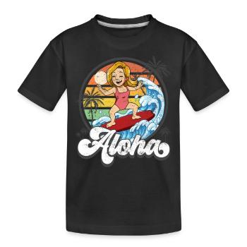 Aloha Hawaïen Hawaïen Surfeur Surf - T-shirt bio Premium Enfant - noir - Devant