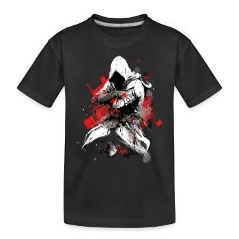 Epic Gamer Cyber Assassin in Red and White - Kids' Premium Organic T-Shirt - black - Front