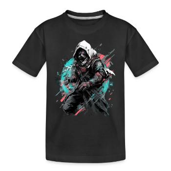 Epic Gamer Cyber Assassin with Gas Mask - Kids' Premium Organic T-Shirt - black - Front