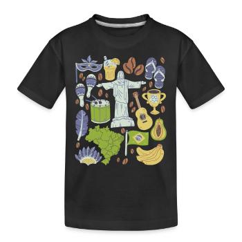 Brasilien - Kinder Premium Bio T-Shirt - Schwarz - Vorne