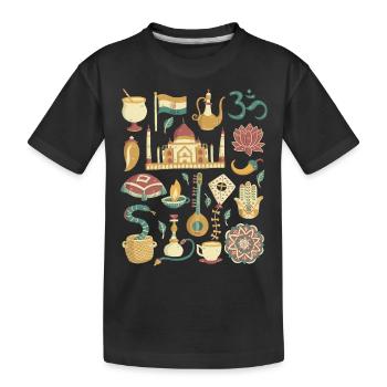 India - Kids' Premium Organic T-Shirt - black - Front