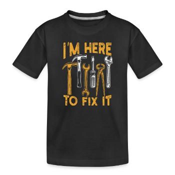 Je suis là pour le réparer bricolage - T-shirt bio Premium Enfant - noir - Devant