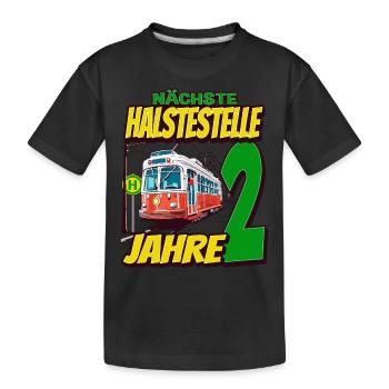 Ich Bin 2 Straßenbahnen - Straßenbahn - Kinder Premium Bio T-Shirt - Schwarz - Vorne