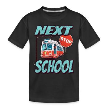 Nearest stop: Schule - Kids Straßenbahn - Kids' Premium Organic T-Shirt - black - Front