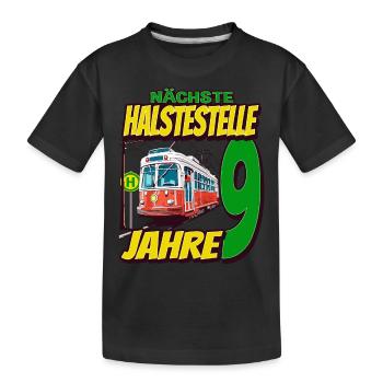 Ich Bin 9 Straßenbahnen - Straßenbahn - Kinder Premium Bio T-Shirt - Schwarz - Vorne