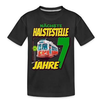 Ich Bin 7 Straßenbahnen - Straßenbahn - Kinder Premium Bio T-Shirt - Schwarz - Vorne