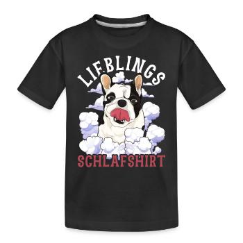 Französische Bulldogge Hunde Lieblings Schlafshirt - Kinder Premium Bio T-Shirt - Schwarz - Vorne