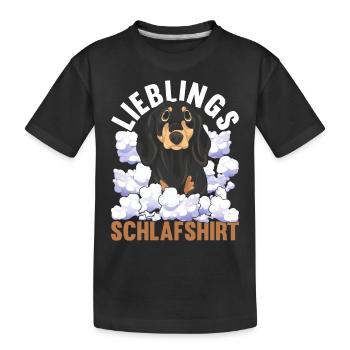Hundefreund Dackel Geschenk Lieblings Schlafshirt - Kinder Premium Bio T-Shirt - Schwarz - Vorne