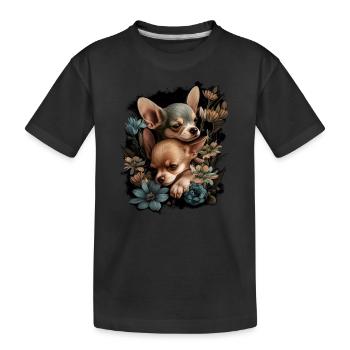 Chihuahua Welpen - Niedliche kleine Hunde Liebe - Kinder Premium Bio T-Shirt - Schwarz - Vorne