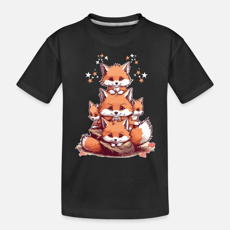 Renard mignons - T-shirt bio Premium Enfant - noir