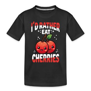 Kirschen Kawaii - Kinder Premium Bio T-Shirt - Schwarz - Vorne