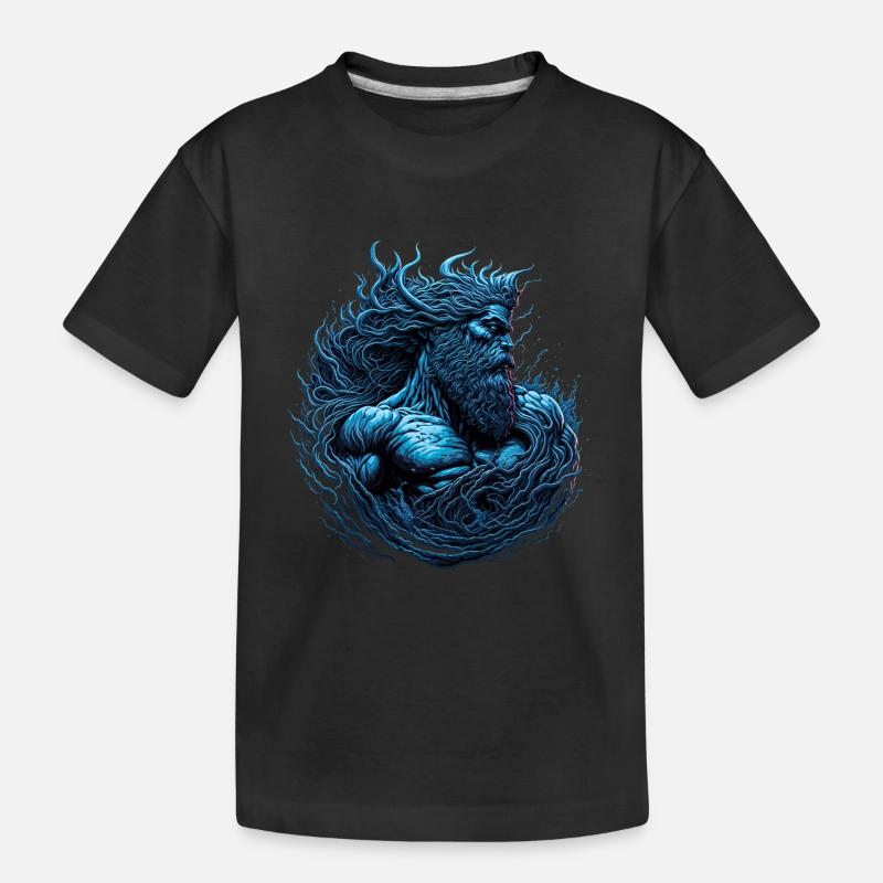 Poseidon, Gott des Meeres - Kinder Premium Bio T-Shirt - Schwarz
