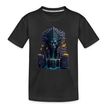 Statue du totem de la tête maya avec eau et feu Elemen - T-shirt bio Premium Enfant - noir - Devant