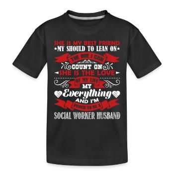 Social Worker Proud Social Worker Husband - Kids' Premium Organic T-Shirt - black - Front