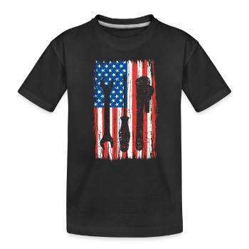Drapeau américain mécanicien Amélioration de l’habitat Patriot - T-shirt bio Premium Enfant - noir - Devant