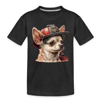 Chihuahua - Feuerwehrmann Feuerwehr Hund Männer - Kinder Premium Bio T-Shirt - Schwarz - Vorne