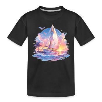 Voile, voile, voilier, voilier, voyage à la voile - T-shirt bio Premium Enfant - noir - Devant