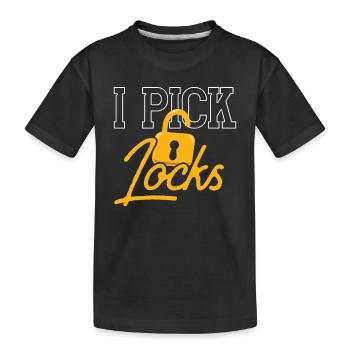 I Pick Locks Lock Lock Picking Knacker - Kids' Premium Organic T-Shirt - black - Front