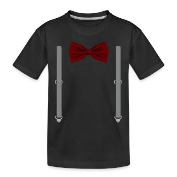 Drôle de nœud papillon rouge avec bretelles grises parfaites - T-shirt bio Premium Enfant - noir - Devant