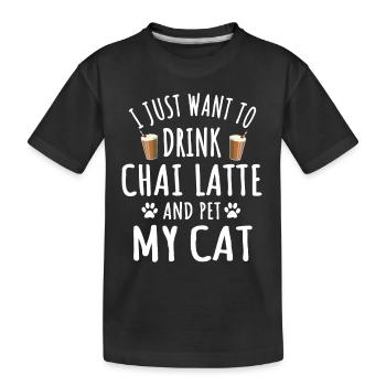 Lustiger Chai Latte Und Katzenbesitzer - Kinder Premium Bio T-Shirt - Schwarz - Vorne