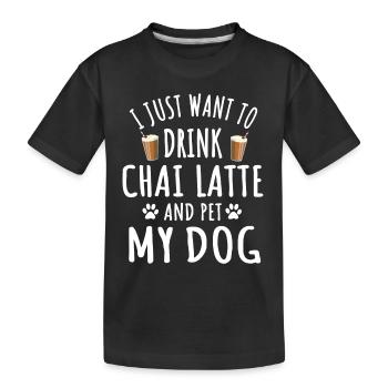 Lustiger Chai Latte Und Hundebesitzer - Kinder Premium Bio T-Shirt - Schwarz - Vorne
