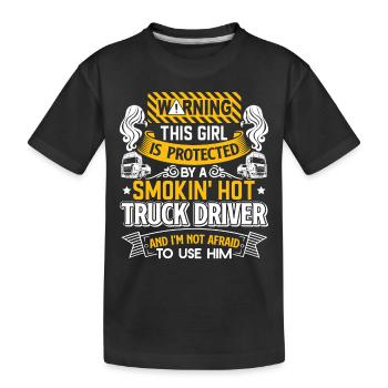 Truck Driver Protected By Truck Driver - Kids' Premium Organic T-Shirt - black - Front