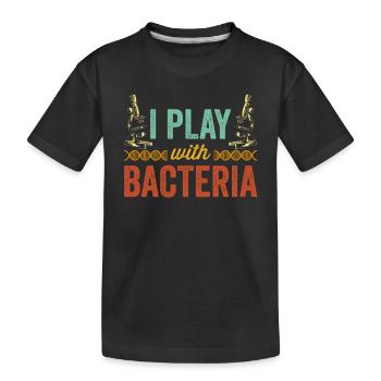 Je joue avec des microscopes bactériens microscope - T-shirt bio Premium Enfant - noir - Devant