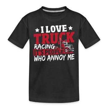 J’adore les courses de camions Ce sont les gens qui - T-shirt bio Premium Enfant - noir - Devant