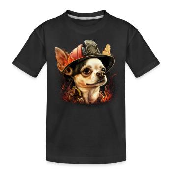 Chihuahua - Feuerwehrmann Feuerwehr Hund Männer - Kinder Premium Bio T-Shirt - Schwarz - Vorne