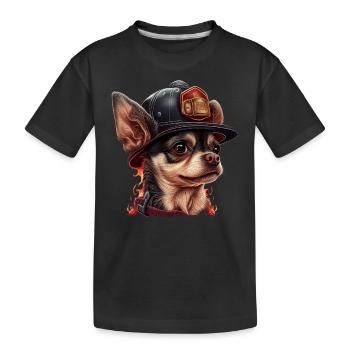 Chihuahua - Feuerwehrmann Feuerwehr Hund Männer - Kinder Premium Bio T-Shirt - Schwarz - Vorne
