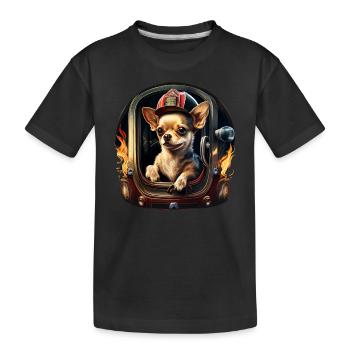 Chihuahua - Feuerwehrmann Feuerwehr Hund Männer - Kinder Premium Bio T-Shirt - Schwarz - Vorne