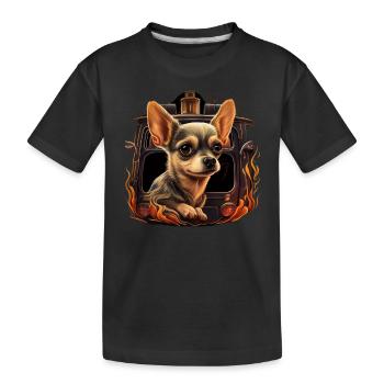 Chihuahua - Feuerwehrmann Feuerwehr Hund Männer - Kinder Premium Bio T-Shirt - Schwarz - Vorne