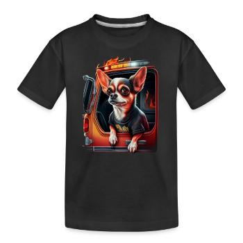 Chihuahua - Feuerwehrmann Feuerwehr Hund Männer - Kinder Premium Bio T-Shirt - Schwarz - Vorne