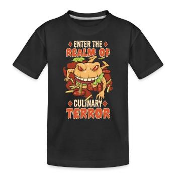 Horror Burger Fastfood Halloween Scary Food Monste - Kinder Premium Bio T-Shirt - Schwarz - Vorne