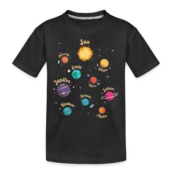 Solar System Planets Knowledge Outer Space for Kid - Kids' Premium Organic T-Shirt - black - Front