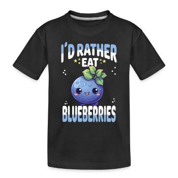 Blaubeere Kawaii - Kinder Premium Bio T-Shirt - Schwarz - Vorne