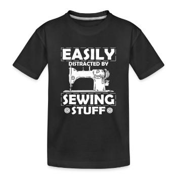 Facilement distrait par la couture Artisanat Couture - T-shirt bio Premium Enfant - noir - Devant