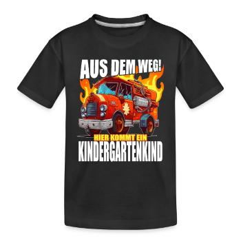 Feuerwehr Aus dem weg hier kommt ein - Kinder Premium Bio T-Shirt - Schwarz - Vorne