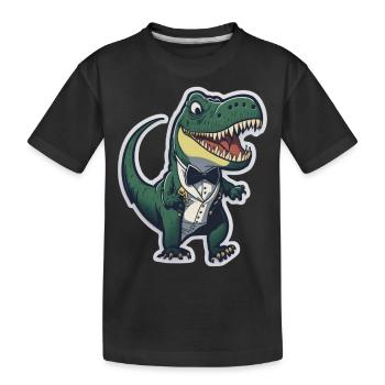 T-Rex in ATuxedo T-Rex im Anzug - Kinder Premium Bio T-Shirt - Schwarz - Vorne